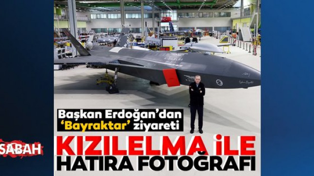 Başkan Erdoğan'dan 'Bayraktar' ziyareti: Kızılelma ile hatıra fotoğrafı çektirdi