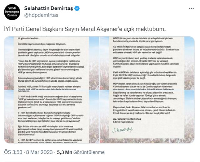 CHP'den Demirtaş'ın Akşener'e yazdığı mektuba ilk yorum: Bundan Türkiye kazanır